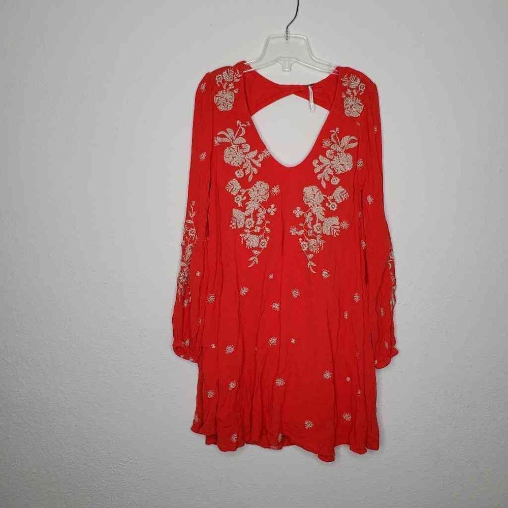 FREE PEOPLE sweet Tennessee Boho embroidered dress in red size S